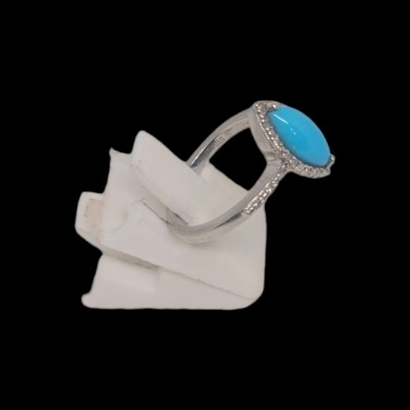 NWT Natural Arizona Sleeping Beauty Turquoise & Zircon Ring Size 7 - Picture 9 of 13